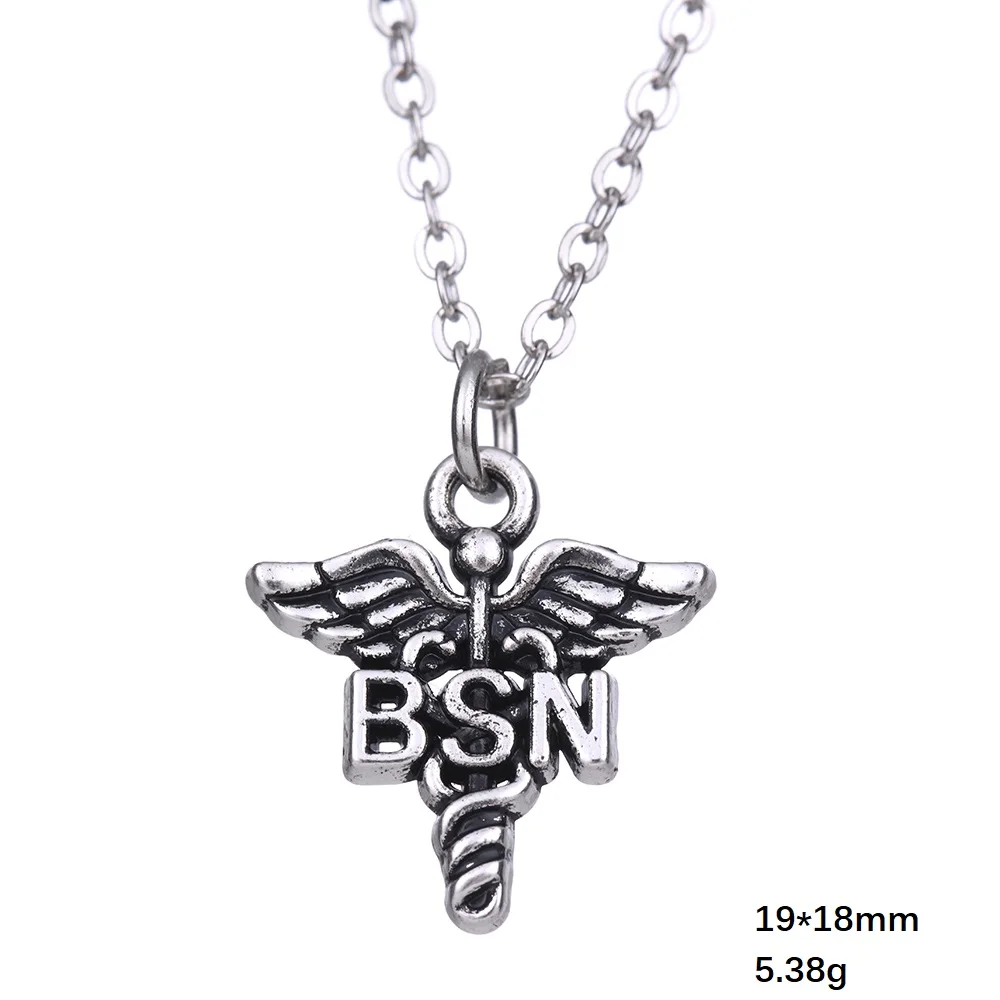 Ожерелье с подвеской Teamer Caduceus в форме крыла серебряное ожерелье надписью BSN и