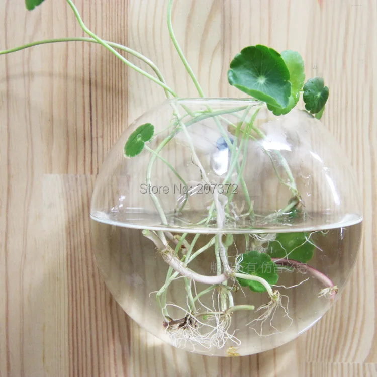 2 шт./лот прозрачная Хрустальная настенная ваза для растений украшение