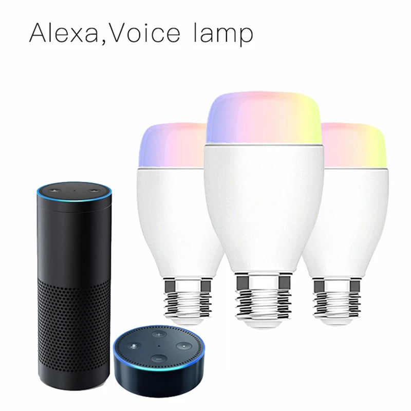 Умный дом E27 Alexa Голосовое управление Смарт лампочки Led мобильный телефон WiFi Пульт дистанционного управления Управление Энергосберегающая лампочка с затемнением свет