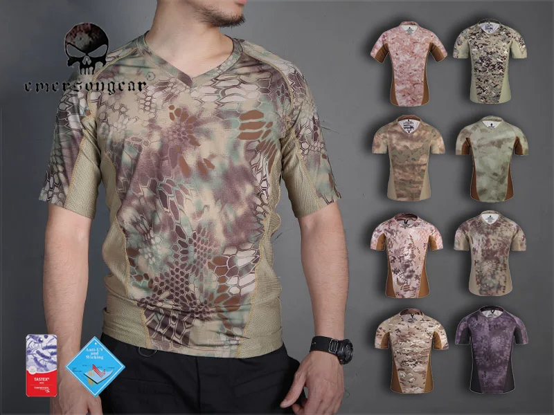 Камуфляжная рубашка EMERSON для бега дышащая с коротким рукавом EM9167 | Спорт и