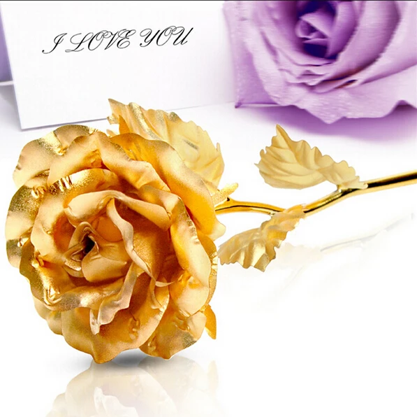 24k позолоченная розовая фольга Золотое розовое свадебное украшение Золотая Роза