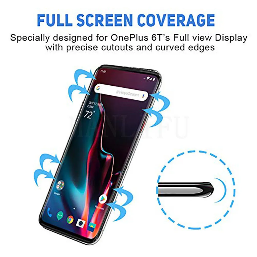 2 шт. закаленное стекло для OnePlus 7 Pro Защитное экрана полное покрытие 6T 5T 3T 6 5 3