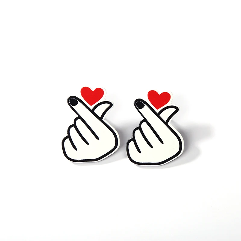 2 вида палец сердце акрил преувеличенное черный красный висячие серьги для