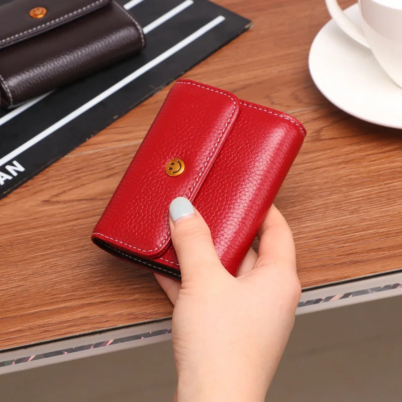 face wine red Маленький женский кошелек, короткий клатч, Rfid, кредитный держатель для карт, Дамский кошелек для монет, кошелек из натуральной кожи, женский кошелек, карман для денег - Цвет: face wine red