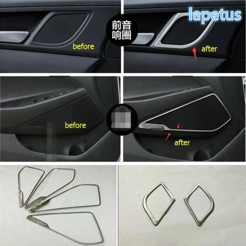 

Lapetus Side Door Up And Bottom Speaker Decoration Frame Cover Interior Trim Fit For Hyundai Tucson 2016 - 2020 Stainless Steel