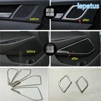 lapetus side door up and bottom speaker decoration frame cover interior trim fit for hyundai tucson 2016 2020 stainless steel