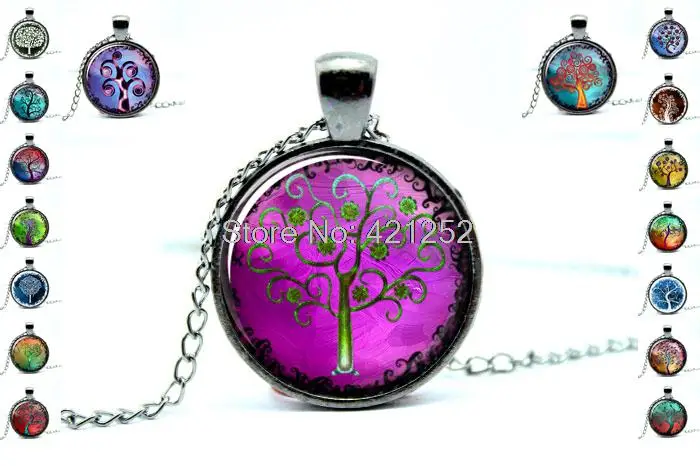 Ожерелье с фотографией ожерелье кабошоном в виде дерева Черная Цепь