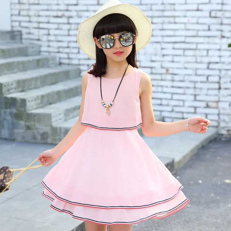 2018 летнее Модное шифоновое платье без рукавов с круглым вырезом и оборками для