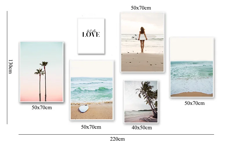 Лето Тропический Декор Картина скандинавский океан пляж плакат Пальма Печатный пейзаж стены Искусство Холст Живопись Домашний Декор
