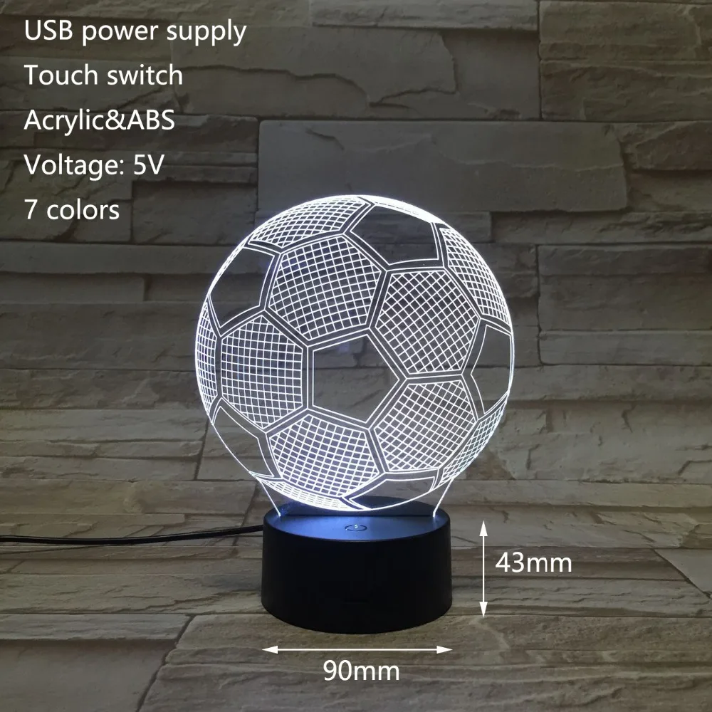 Новинка акриловый ABS 3D иллюзия Футбол Ночник современный футбол светильник с