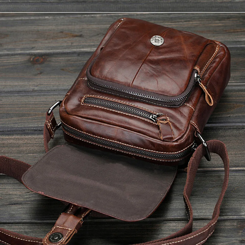 Новая мужская сумка мессенджер из натуральной воловьей кожи в стиле ретро с