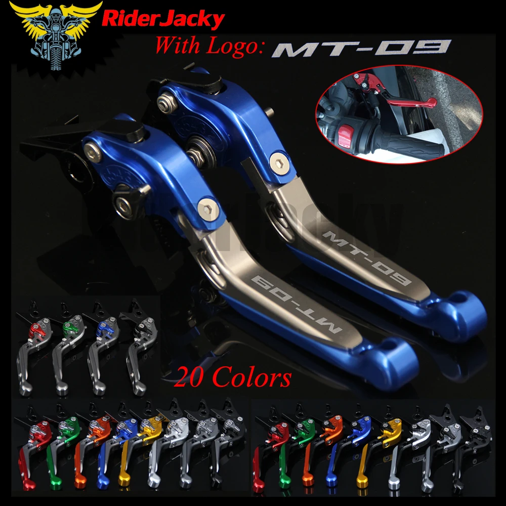 RiderJacky LOGO "MT-09" Motorcycle CNC Brake Clutch Levers For Yamaha MT-09 Tracer 2015-2018 2017 Adjustable Extendable Foldable |