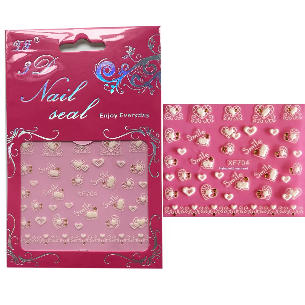 Белые кружевные наклейки для дизайна ногтей 1 лист 3d декора переводные воды|water