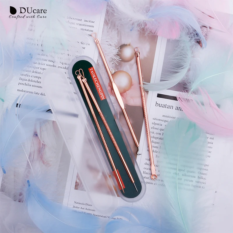Инструменты для макияжа DUcare 4 шт. зеркальные иглы золото нержавеющая сталь