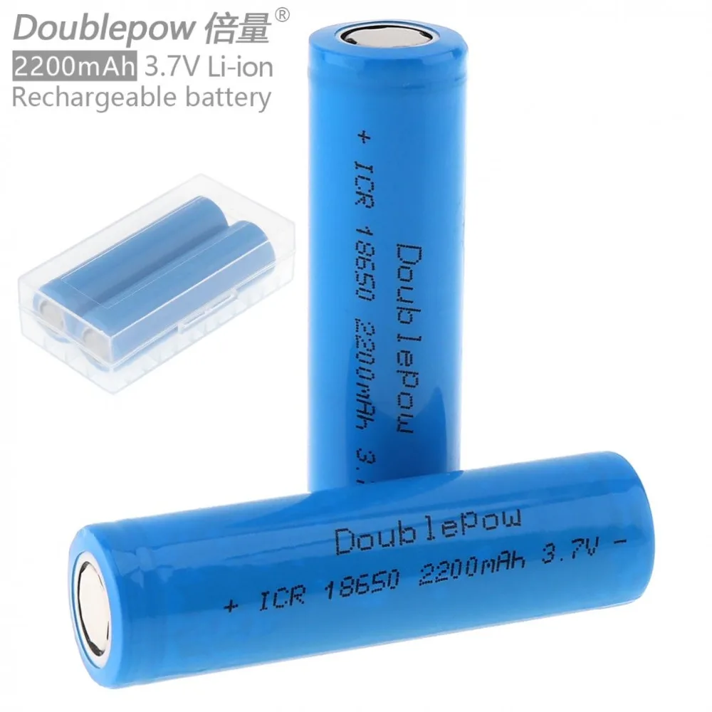 2 шт./лот Doublepow 18650 2200 мАч 3 7 в литий-ионная перезаряжаемая батарея с