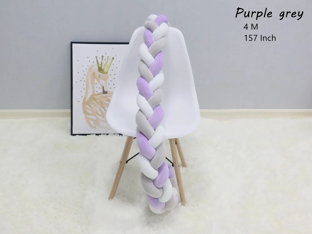 Purple grey 4M 1 M/2 M/3M/4M Детские бамперы для кроватки, хлопковая круглая подушка для кроватки, многоцветная Подушка для новорожденных - Цвет: Purple grey 4M