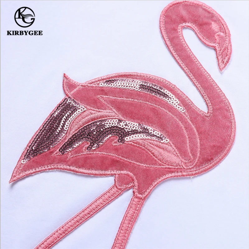 Irbygee Повседневная футболка с Фламинго вышивкой животных 100% хлопок для женщин