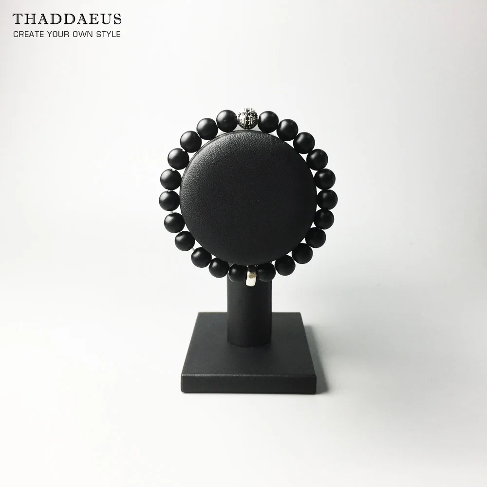 Матовая черная Обсидиановая бусина-крест из серебра 925 пробы европейский стиль