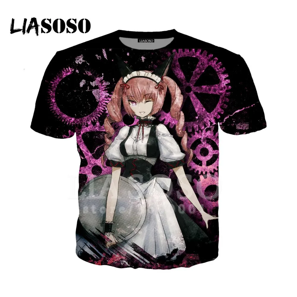 Женская и мужская футболка с 3D принтом LIASOSO Steins Gate Okabe Rintarou Makise Kurisu летняя в стиле
