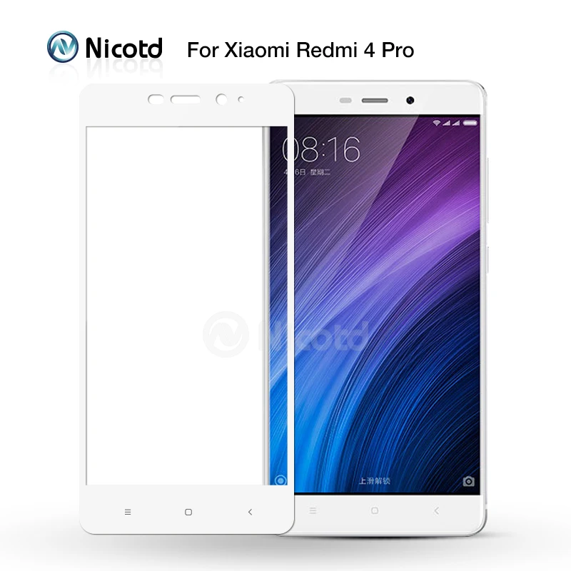 Цветное закаленное стекло Nicotd 2.5D с полным покрытием для Xiaomi Redmi 4 Prime Pro