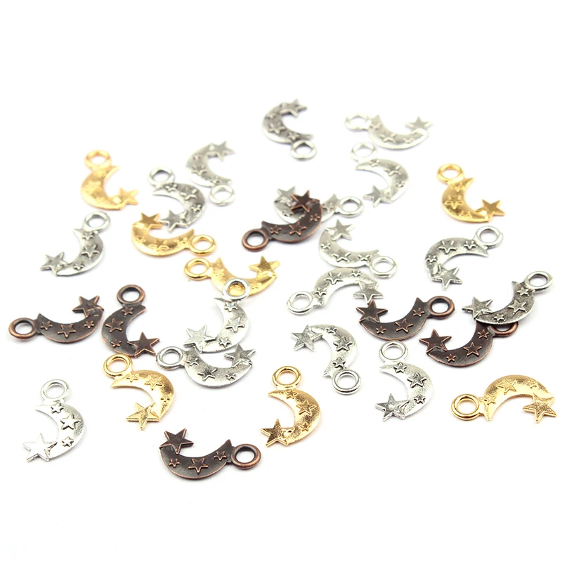 50 шт./лот винтажные подвески из цинкового сплава 3D мини в виде звезд Луны