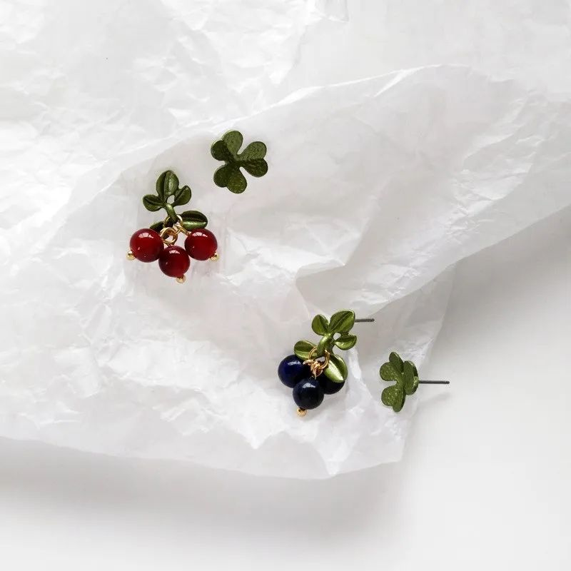 Hot Sale 2019 Korean Fashion Personality Mini Red Cherry Earrings Plant Temperament Pop Red/Purple Crystal Cute Fruit Earring | Украшения и