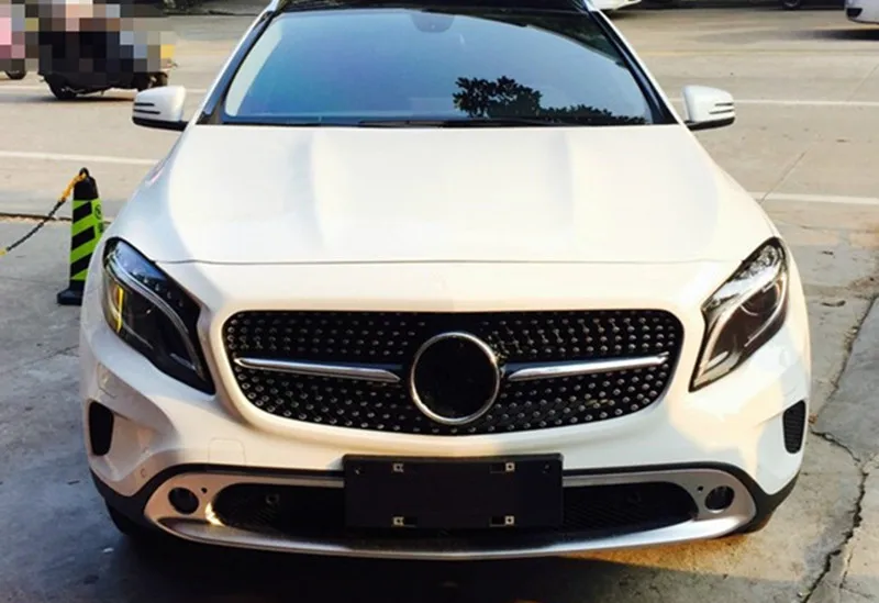 Для Mercedes GLA Алмазная решетка сетка Передняя гриль, хром серебристый черный дизайн X156 GLA250 GLA220 GLA200 GLA260