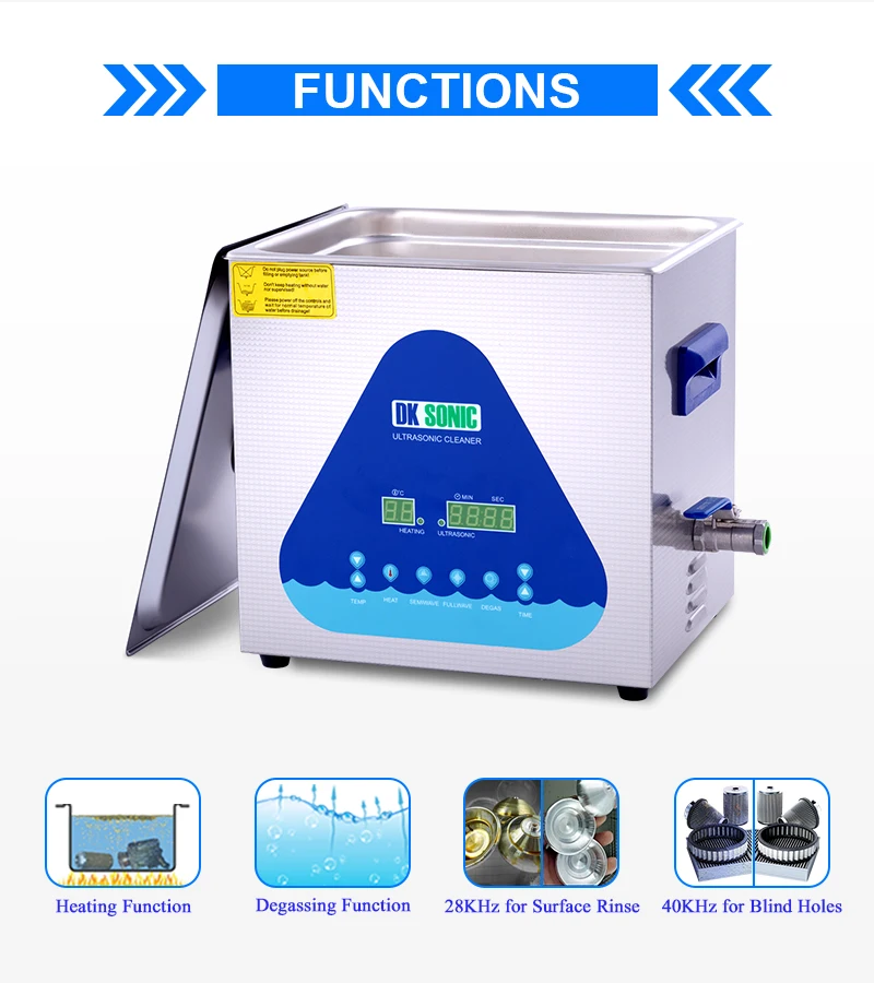 Lab Нержавеющая сталь DK sonic ультра sonic Очиститель 10L 240W ультразвук ультразвуковая ванна с нагревателем для пуль мотора раковины/Авто Запчасти 28/40 кГц