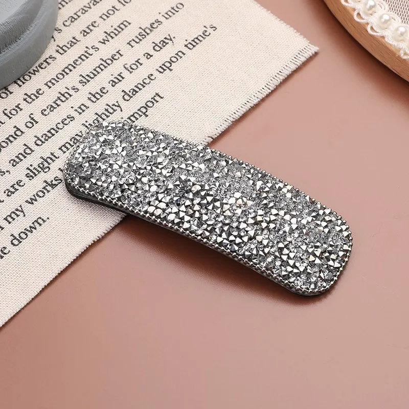 Square Silver Модная полная заколка для волос с кристаллами корейские квадратные капельки женские заколки для волос заколки аксессуары для волос ювелирные украшения для девочек головные уборы - Окраска металла: Square Silver