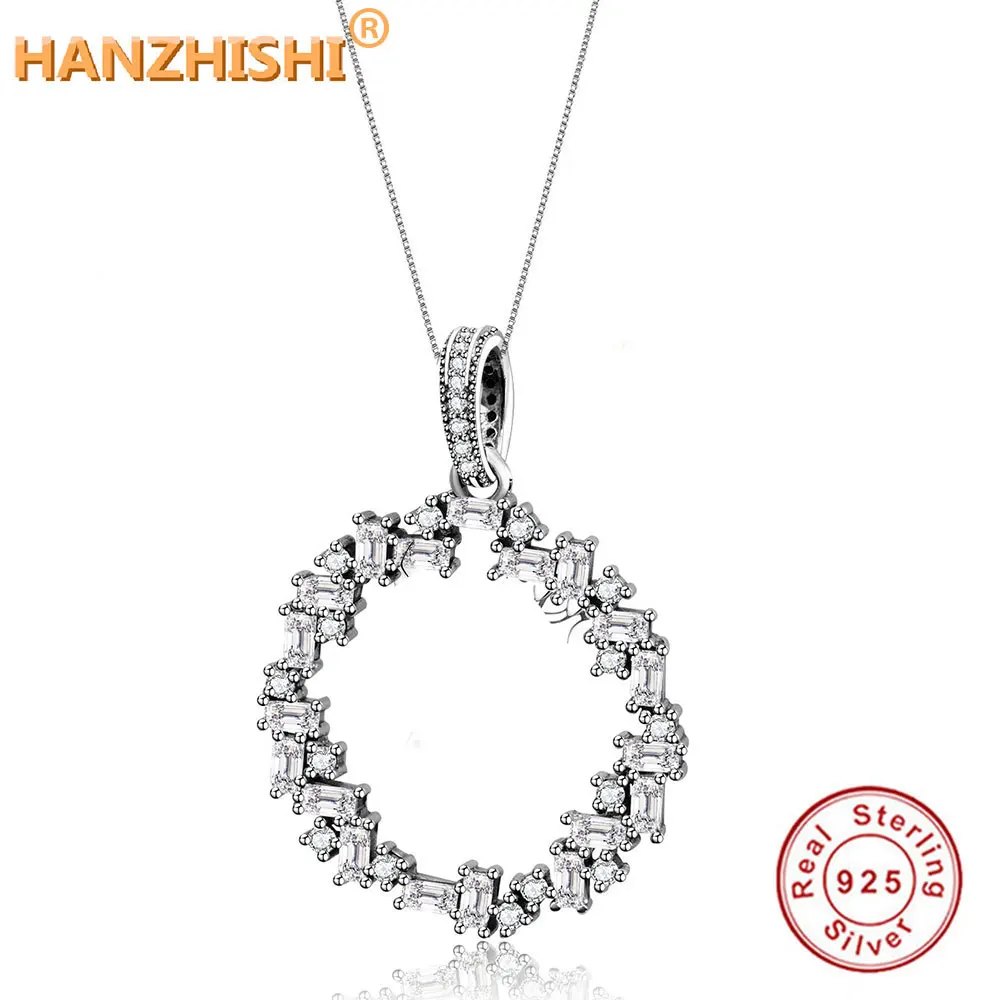 Necklace Подходит к оригинальному браслету Pandora, бусины из стерлингового серебра 925, ожерелье, прозрачный циркон для женщин, подвеска, серьги, сделай сам, ювелирное изделие, воротник - Цвет: Necklace