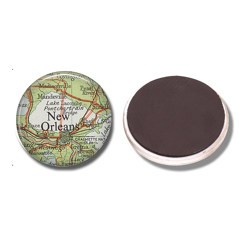 Карта Нового Орлеана 30 мм магнит на холодильник карта штата Луизиана стеклянный