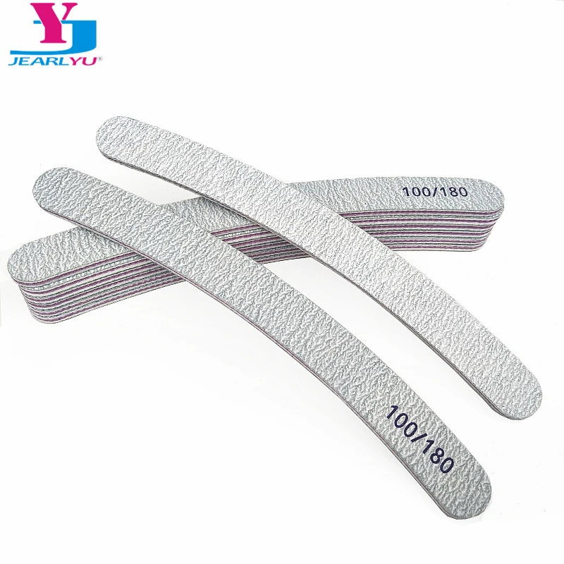10 шт./набор серая 100/180 пилочка для ногтей кривая Limas Para Manicura шлифовки Vijlen салонный