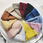 Зимняя теплая шапочка, Женская однотонная мохеровая шапка с острым носком, вязаные теплые шапки для девушек, вязаная Лыжная шапка