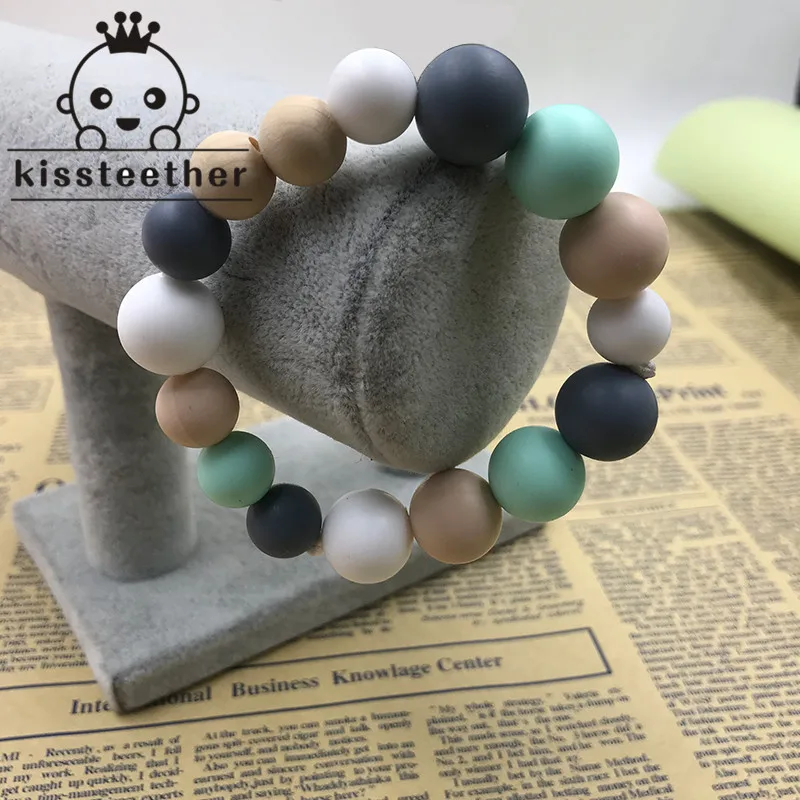 Collar de dentici&oacute;n de beb&eacute; para mam&aacute;, collar de dentici&oacute;n de silicona, pulsera sin BPA-3