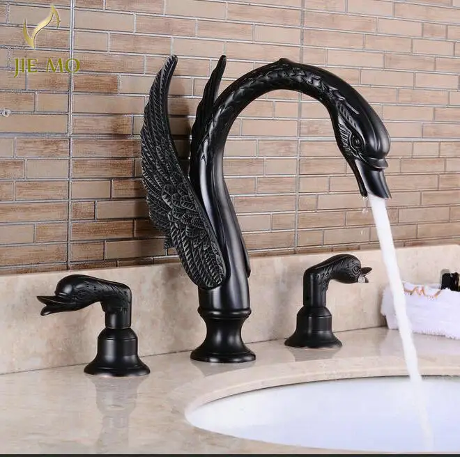 Черная отделка 3 шт. смеситель с фигуркой лебедя маленький лебедь ручка кран Кран