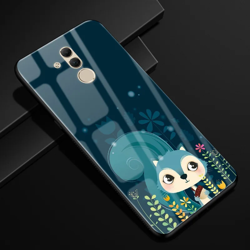 Для huawei mate 20 lite чехол Чехол из закаленного стекла для телефона черный ТПУ бампер чехол для huawei mate 20 lite стеклянная крышка mate 20 lite