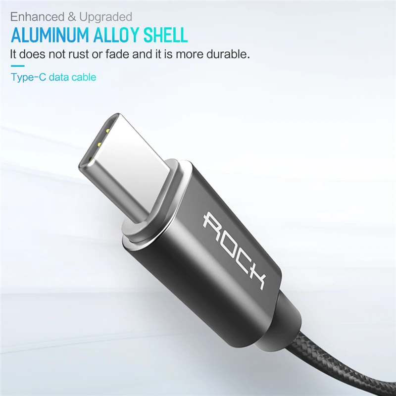 ROCK usb type C кабель металлический быстрой зарядки type-C для Xiaomi samsung Galaxy S9 S8 Note 8 OnePlus