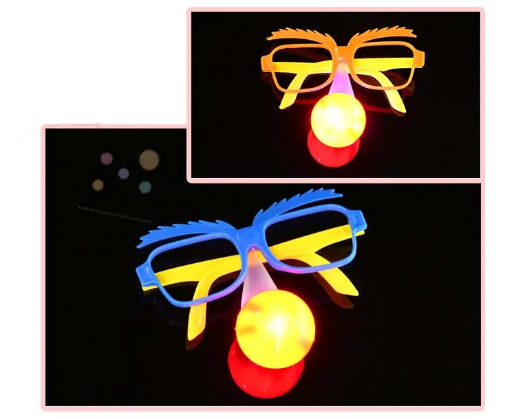 Светящиеся очки в виде носа клоуна для взрослых и детей забавный реквизит шоу на