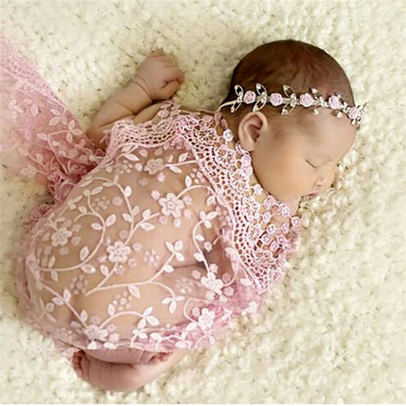 Детское летнее кружевное одеяло для фотосессии с цветочным рисунком Тонкая Шаль