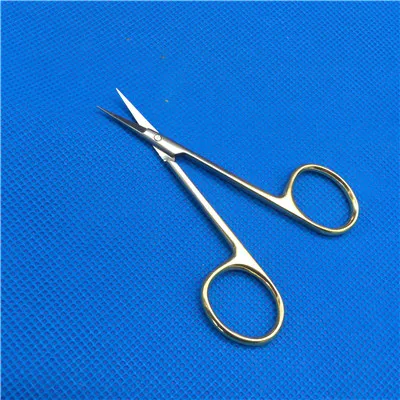 9.5cm Straiht Глазные ножницы с золотой ручкой косметический пластический хирургический инструмент двойной инструмент для век офтальмологические рабочие ножницы - Цвет: 9.5cm Straiht