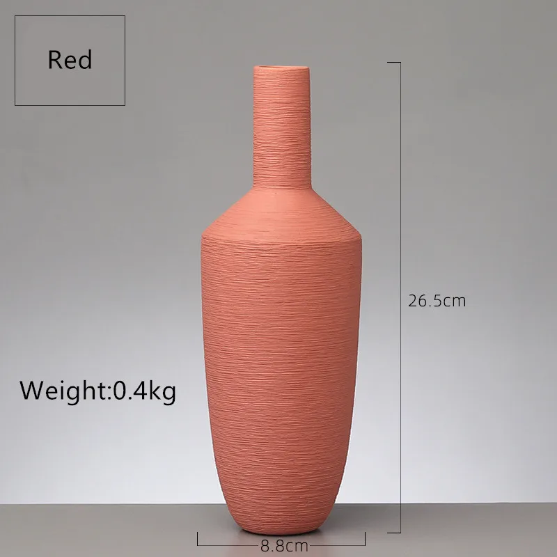 Керамическая ваза Morandi Красный Желтый Серый Синий Зеленый настольные вазы для цветы для домашнего декора аксессуары современные - Цвет: Red