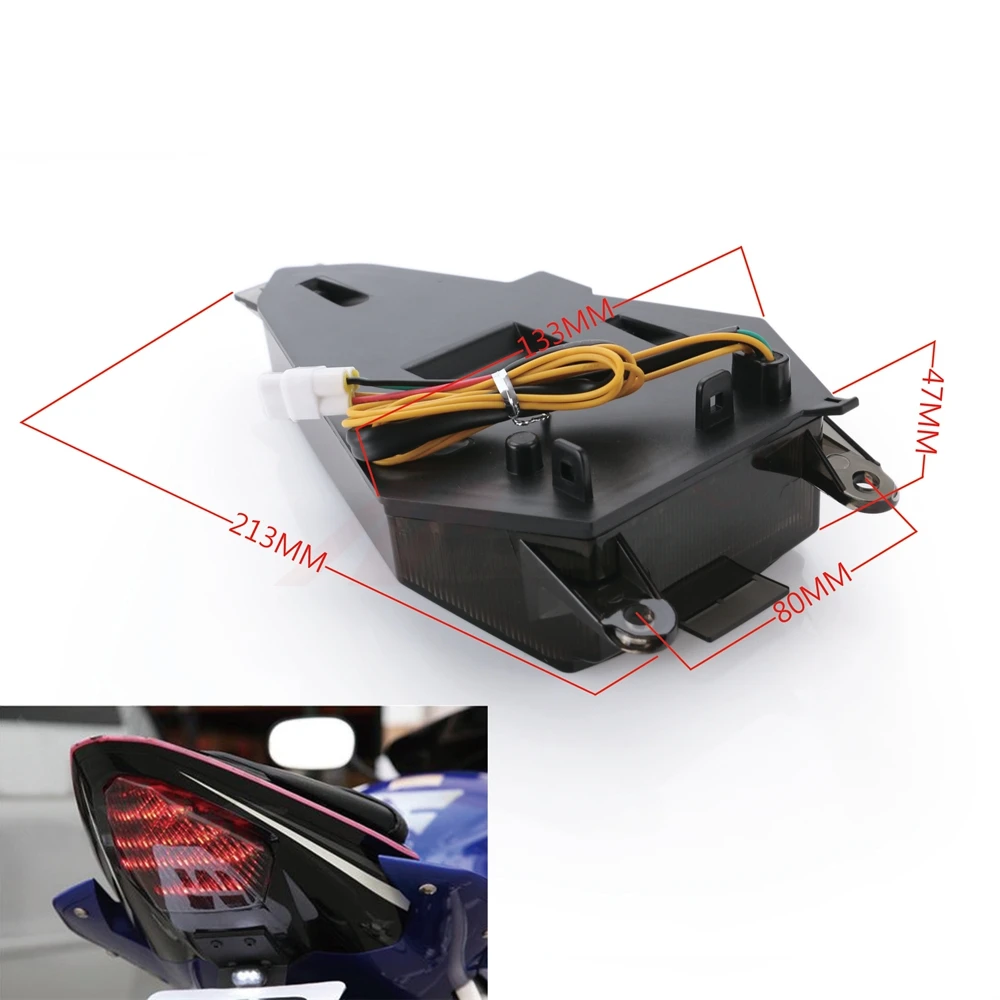 Motorcycle Rear Tail Light LED Brake Turn Signal Indicator Stop Warning For YAMAHA YZF R6 2008-2012 Cafe Racer Lamp |