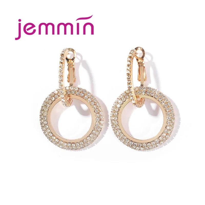 

Brilliant Sparkling Earrings For Women Top Quality 925 Sterling Silver Jewelry Rose Gold Color Earrings Party Birthday Acce