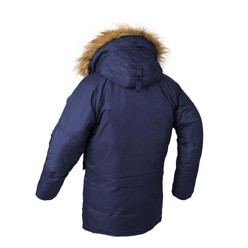 Blue Polit Jacket 30 градусов, приталенная зимняя мужская куртка, N38, с меховым воротником, отстегивается, с капюшоном, зимние пальто, мужская длинная парка, Мужская одежда - Цвет: Blue Polit Jacket