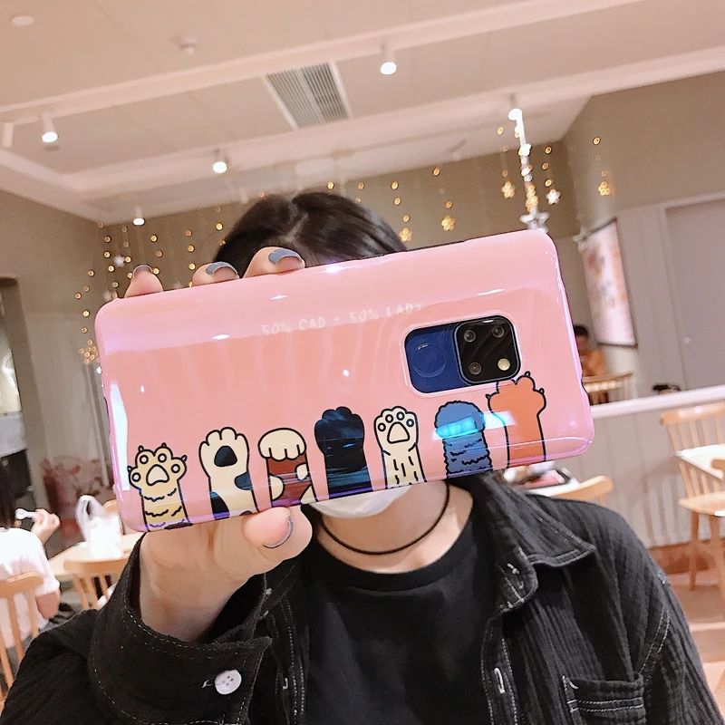 Для Huawei P30 P20 pro mate10 honor10 nova3i mate20X nove4 V20 милый кошачий лап голубой луч мягкий чехол