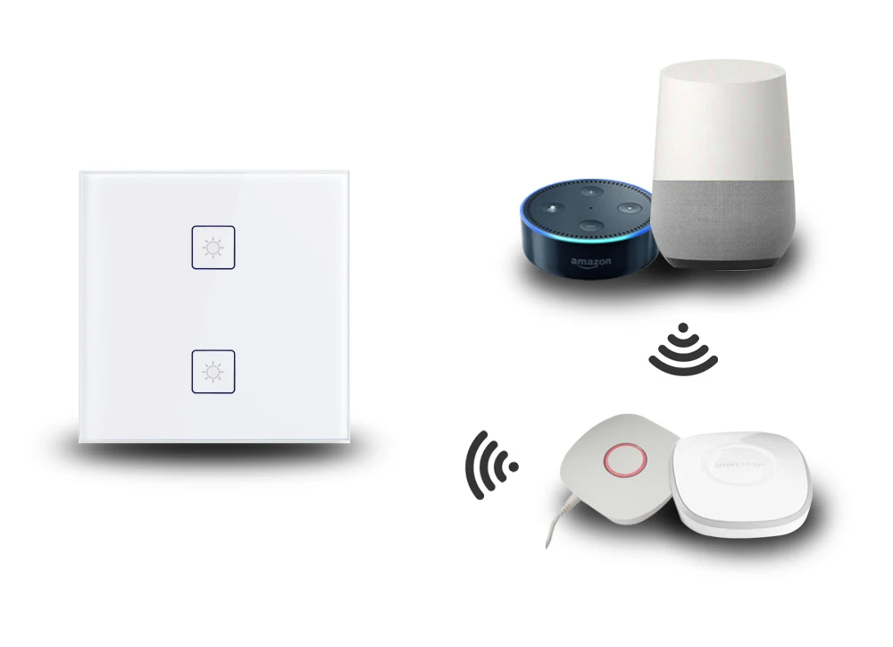 Zigbee 3,0 2 банды ЕС настенный выключатель света работать с Amazon Alexa Google дома через SmartThings мост приложение телефон голос управление
