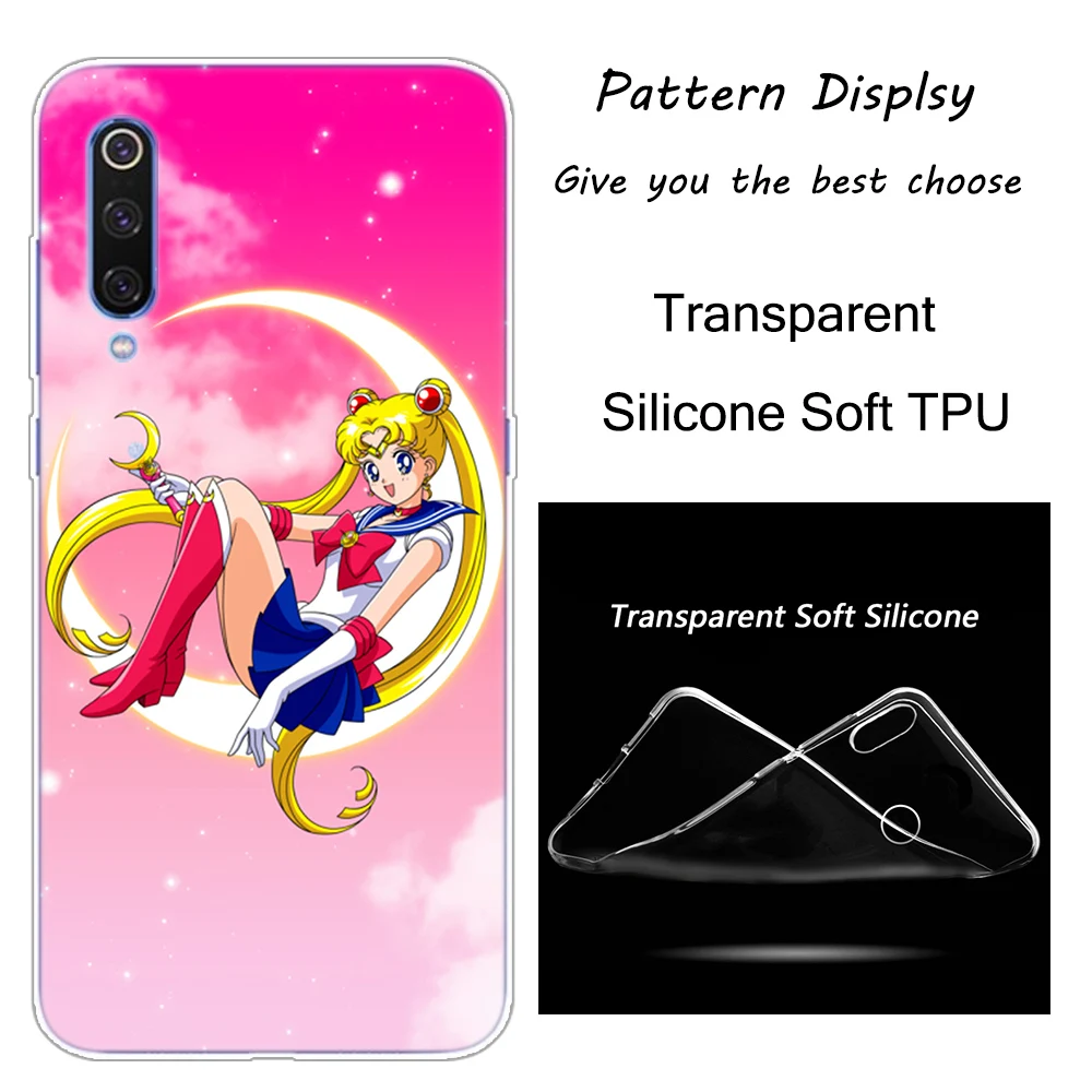 С рисунком из аниме «Сейлор Мун» lune реальная Кошка мягкий чехол для Xiaomi Pocophone F1 9T 9 9SE 8 A2 Lite A1 A2 Mix3 Redmi K20 7A Note 4 4X5 6 7 Pro S2