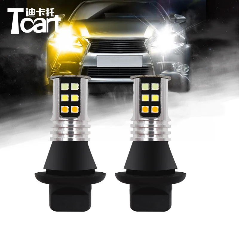 Светодиодные дневные ходовые огни Tcart 2 шт. желтые указатели поворота PY21W BAU15S