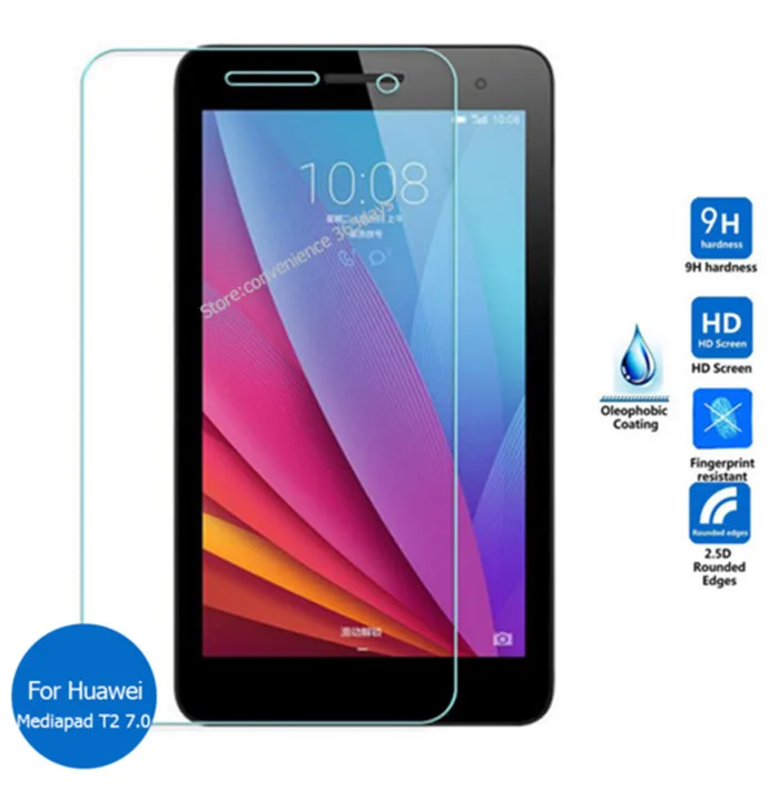 9H Tempered Glass Screen Protector Film For Huawei Mediapad T2 7.0 BGO-DL09 BGO-L03 7&quot + Alcohol Cloth Dust Absorber | Компьютеры и