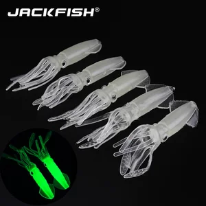 JACKFISH 5 шт.лот 11 см10 г, светящаяся Мягкая приманка, приманки большого кальмара, искусственные мягкие рыболовные приманки, рыболовная снасть для ночной рыбалки